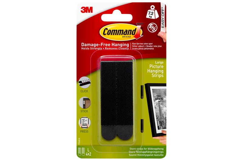 3M COMMAND HANGING STRIPS BLACK LARGE